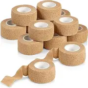 12 Rolls Self Adherent Wrap Tape, 1'' x 5Yards Medical Cohesive Bandages Flexible Stretch Breathable Wrap Rolls, Athletic Strong Elastic First Aid Tape for Sprain Swelling Sports