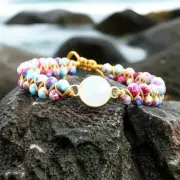 Genuine Opal Sea Sediment Jasper Stone Anxiety Relief Braided Bracelet Handmade