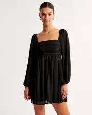 NEW WITH TAGS Abercrombie And Fitch Emerson Balloon Sleeve Mini Dress Black XSP