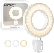 Olumiring Selfie Ring Light 3500K-8500K, Adjustable LED Ring Light with Clamp for Phone, Rechargeable Selfie Fill Light for Video Recording, Perfect for Phone Calls, Video Conferences and Makeup