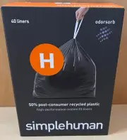SimpleHuman H Odorsorb Liners for 30-35L Cans 8-9 U.S. Gal 2 Packs of 20 Liners