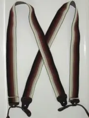 Men's Suspenders X Style 1-1/2" Brom Striped, Button On USA Made