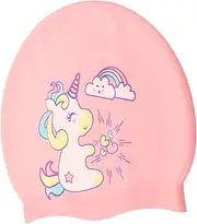 Unicorn Cartoon Waterproof Swim Cap for Boys and Girls Silicone Swimming Hat for Girls