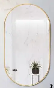 Rose Gold Oval Mirror Aluminium Alloy Framed 60x80cm Modern Minimalist Design Home Décor Wall Mounted Bathroom Vanity Mirror Horizontal Vertical Hanging