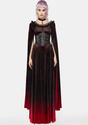 [Punk Rave] Gothic Gradient Maxi Gown Dress