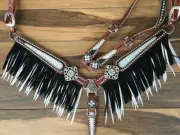 Western Havana Leather Set of Headstall and Breast Collar : 6522