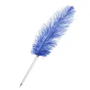 30cm/12" Feather Ballpoint Pen, 1 Pcs Ink Vintage Refined Plated Pen, Blue
