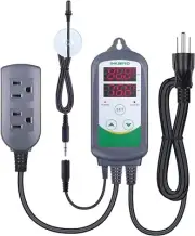 Aquarium Temperature Controller with Submersible Probe Heating Cooling Outlets