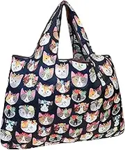 allydrew Large Foldable Tote Nylon Reusable Grocery Bag, Crazy Cats