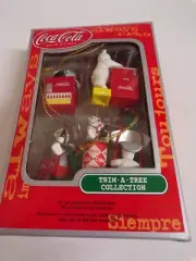 Coca Cola Trim a Tree Mini ornament Set Santa Polar Bear Coke