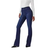 NWT Spanx Jeans Women’s XS Flare Pull On Midnight Shade Dark Wash Long