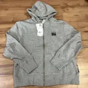 Vintage Peanuts Mens L Tagged Base Control Grey Zip-Up Hoodie Size L Classic Ch