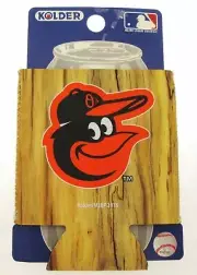 Baltimore Orioles Beer or Soda Can Insulator Cozy With Wood Grain Pattern