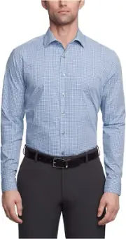 by Kenneth Cole Reaction Men'S Slim Fit Check Spread Collar Dress Shirt, Medium