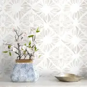 Geometric Peel and Stick Wallpaper Boho wallpaper393 "x16.1" White and Gray W...