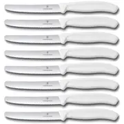 Victorinox Steak & Tomato Knife Pistol Grip 11cm White Set x 8 Knives