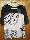 Wahine Toa L Sexy Sheer Top Hawaiian Blouse Dusty Mauve New with Tag
