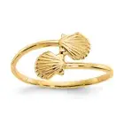 14K Solid Yellow Gold Shells Ring