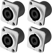 YINETTECH 4pcs Speakon Panel Mount Socket Connector 4 Pole Female Square Metal Jack Adapte Compatible with Neutrik Speakon NL4MP NL4MPR NL4FC