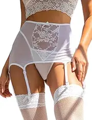 [Yummy Bee] Suspender Belt Set Black High Waisted Girdle - Lace Garter Belt Set - Plus Size Lingerie Set 8-22