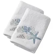 2x Pilbeam Living Seaside 32x32cm Cotton Face Washer Towel Soft Wash Cloth White