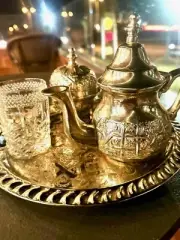 Handmade Moroccan Tea Set With Silver Teapot ,Sugar Bowl And Tray,Handmade Decor
