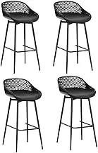 Gardeon Set of 4 Outdoor Bar Stools, Metal Frame Patio Chairs Bistro Dining Lounge Garden Pool Backyard Balcony Deck Furniture, Water-Resistant Backrest Stool with Footrest Black