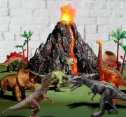 Volcanic Eruption Dinosaur Dinosaur Toys with Simulation Volcano for Kids 3-1...