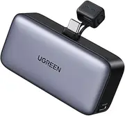 UGREEN Mini Power Bank with Foldable Kickstand Built-in USB-C Connector 5,000mAh 22.5W Battery Pack 2 Ports Portable Charger for iPhone 16 Pro Max/15 Series, Galaxy S24 Ultra/S23, Pixel 9 Pro