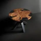 Custom Black Round Epoxy Resin Walnut Coffee and Dining Table- Handmade table