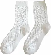 [Generic] 2PCS Thermal Socks Rhomboid Thickened Wool Sock Comfortable Soft Stockings Footwear Winter Gift Indoor Travel Snow