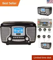 Stylish Bluetooth Tabletop Radio with AM/FM CD Player - Alarm Clock Included