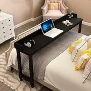 YVYKFZD Portable Overbed Table, Bedside Table with 360° Wheels, Standing Over Bed Table, Rolling Medical Over Bed Desk for Elderly, Hospital Patients, Home(Black 1,150cm/59.0in)