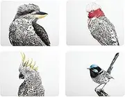 Maxwell and Williams Marini Ferlazzo Birds of Australia Cork Back Placemat 34x26.5 cm Set of 4 Assorted Gift Boxed