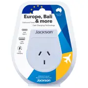 Jackson Travel Power Adaptor AUS/NZ To Europe & Bali w/ USB Type A/Type C