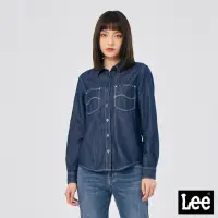 在飛比找momo購物網優惠-【Lee 官方旗艦】女裝 牛仔長袖襯衫 / 裝飾線雙口袋 深