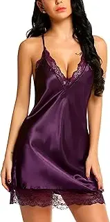 [Avidlove] Nightdress for Women Satin Lingerie Sexy Sleepwear V-Neck Chemise Cami Briefs