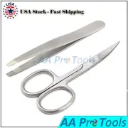 Handy Eyebrow Kit Trimmer Flat Edge Tweezers & Scissors Makeup Kit
