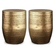 Home Square 2-Piece 15 " Metal Large Accent Side Table Set in Antique Gold