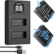 [ENEGON] Battery and Charger for GoPro Hero 11 Hero 10 Hero 9, 1800mAh (2 Pack) Rechargeable Li-Ion Batteries and Dual Smart LCD Charger with Type-C Cable, Compatible with Gopro Hero Camera Accessories