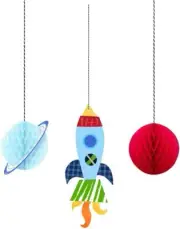 Outer Space Honeycomb Hanging Decorations - 6" | Assorted Designs | 3 Pcs