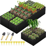 Grow Bags,2 Pack Fabric Raised Garden Bed,Large 8 Grids and 4 Grids Plant Grow Bags,Rectangle Breathable Planting Pots for Fruits,Vegetables,and Flowers