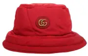 NEW GUCCI DOUBLE G LOGO PADDED QUILTED CRIMSON RED BUCKET HAT XL