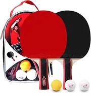 Domary Table Tennis 2 Player Set 2 Table Tennis Bats Rackets and 3 Ping Pong Balls with Cover Bag
