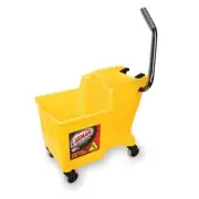 Libman Commercial 31 Quart Yellow Polyproylene Mop Bucket w/ Built-in Wringer