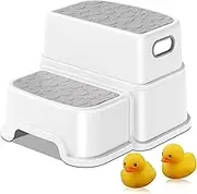 TNTAIAHL Toddler Step Stool, 2 Step Stool for Kids with Anti-Slip Surface and Rubber Bottom, Kids Step Stool Poop Stool for Toilet Potty Training, Bathroom, Kitchen