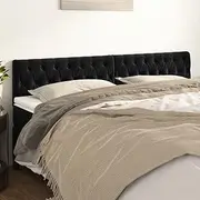 Headboards Black Velvet 100 cm (2 Pcs) Adjustable Height, Wooden Legs, Upholstered Bed Frame, King, Queen, Full Size, Headboard Wall Mounted, Fabric Bed Head