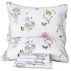 Floral Size Sheet Sets - Flower Butterfly Print Pattern Egyptian King White