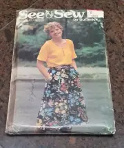 UNCUT FF SEE SEW Butterick Pattern 5953 12 14 16 80s Peasant Top Dirndl Skirt