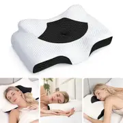 Cervical Pillow for Neck Relief, Hollow Design Odorless Memory Foam Pillows for Sleeping, Support for Side Back Sleepers, 60 x 41 x 13 cm, Black